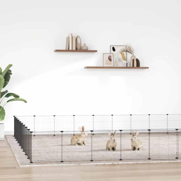 36-Panel Pet Cage with Door Black 35x35 cm Steel