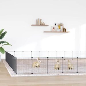 52-Panel Pet Cage with Door Black 35x35 cm Steel