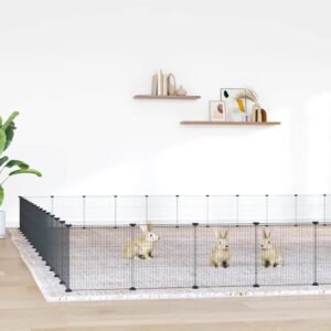 60-Panel Pet Cage with Door Black 35x35 cm Steel