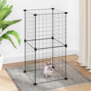 8-Panel Pet Cage Black 35x35 cm Steel