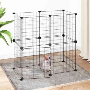 12-Panel Pet Cage with Door Black 35x35 cm Steel