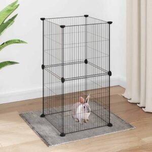 8-Panel Pet Cage Black 35x35 cm Steel