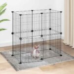 12-Panel Pet Cage with Door Black 35x35 cm Steel