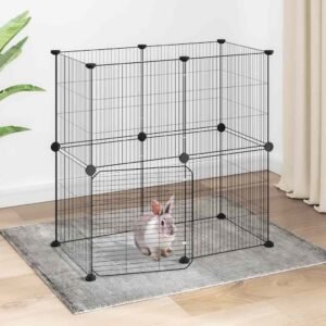 12-Panel Pet Cage with Door Black 35x35 cm Steel