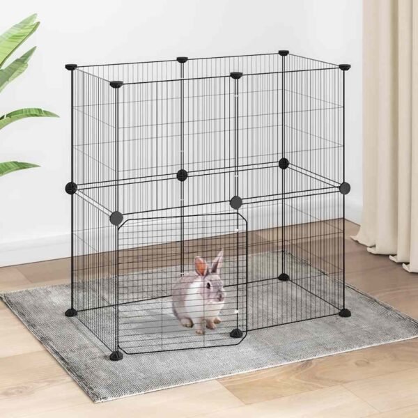 12-Panel Pet Cage with Door Black 35x35 cm Steel