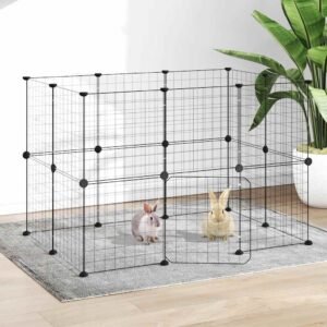 20-Panel Pet Cage with Door Black 35x35 cm Steel