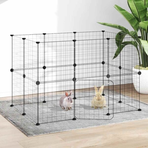 20-Panel Pet Cage with Door Black 35x35 cm Steel