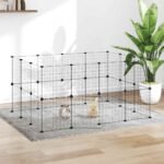 28-Panel Pet Cage with Door Black 35x35 cm Steel