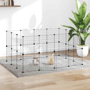 28-Panel Pet Cage with Door Black 35x35 cm Steel