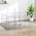 36-Panel Pet Cage with Door Black 35x35 cm Steel