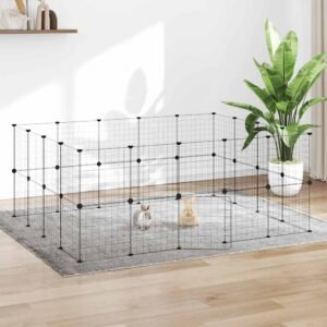 36-Panel Pet Cage with Door Black 35x35 cm Steel