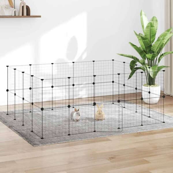 36-Panel Pet Cage with Door Black 35x35 cm Steel