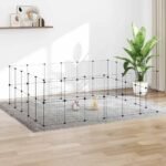44-Panel Pet Cage with Door Black 35x35 cm Steel