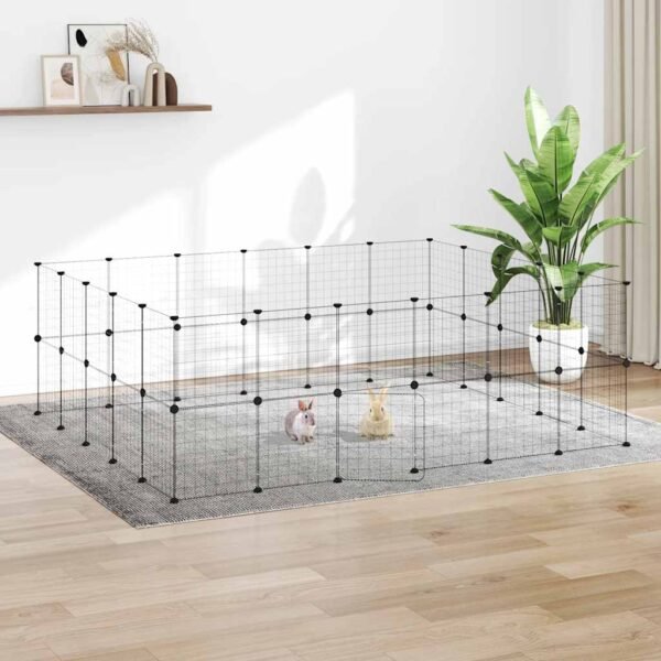 44-Panel Pet Cage with Door Black 35x35 cm Steel
