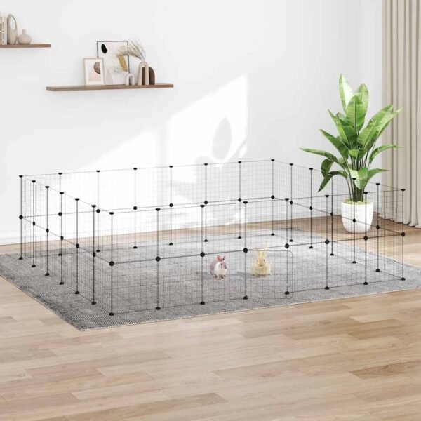 52-Panel Pet Cage with Door Black 35x35 cm Steel