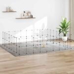 60-Panel Pet Cage with Door Black 35x35 cm Steel