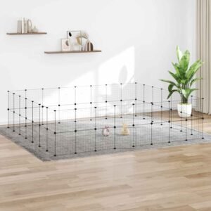 60-Panel Pet Cage with Door Black 35x35 cm Steel
