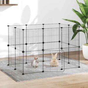 20-Panel Pet Cage with Door Black 35x35 cm Steel