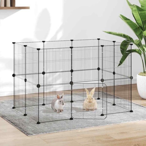 20-Panel Pet Cage with Door Black 35x35 cm Steel