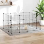 28-Panel Pet Cage with Door Black 35x35 cm Steel