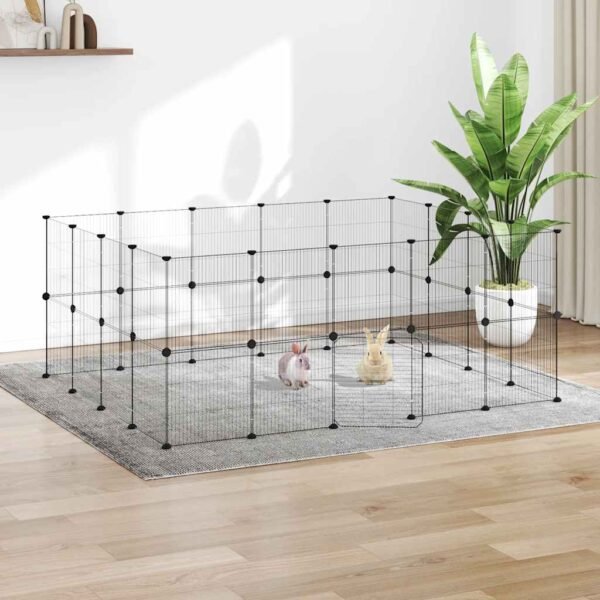 36-Panel Pet Cage with Door Black 35x35 cm Steel