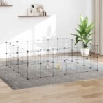 44-Panel Pet Cage with Door Black 35x35 cm Steel