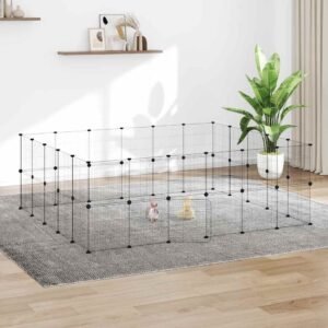 44-Panel Pet Cage with Door Black 35x35 cm Steel
