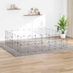 52-Panel Pet Cage with Door Black 35x35 cm Steel