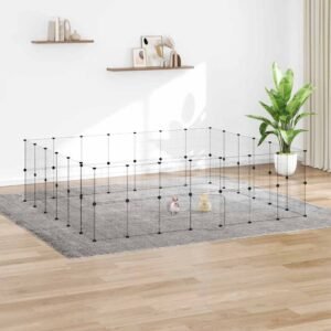 52-Panel Pet Cage with Door Black 35x35 cm Steel