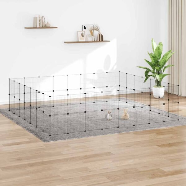 60-Panel Pet Cage with Door Black 35x35 cm Steel