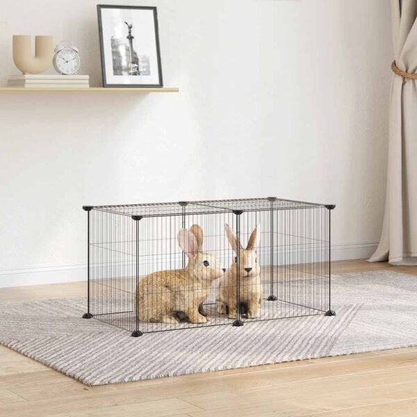 8-Panel Pet Cage Black 35x35 cm Steel
