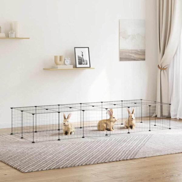 28-Panel Pet Cage with Door Black 35x35 cm Steel