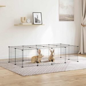 20-Panel Pet Cage with Door Black 35x35 cm Steel