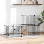 20-Panel Pet Cage with Door Black 35x35 cm Steel