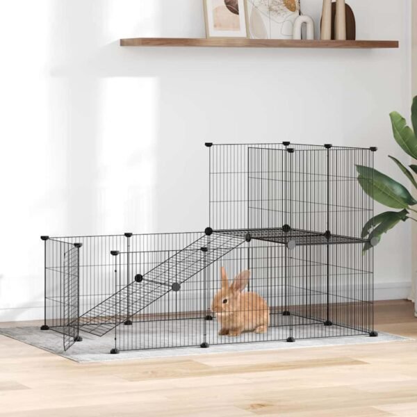 20-Panel Pet Cage with Door Black 35x35 cm Steel