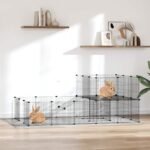 36-Panel Pet Cage with Door Black 35x35 cm Steel
