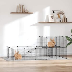36-Panel Pet Cage with Door Black 35x35 cm Steel