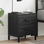 Bedside Cabinet Black 36x30x45 cm Solid Pinewood