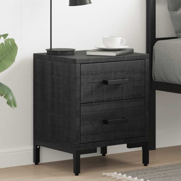 Bedside Cabinet Black 36x30x45 cm Solid Pinewood