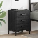 Bedside Cabinet Black 40x30x55 cm Solid Pinewood
