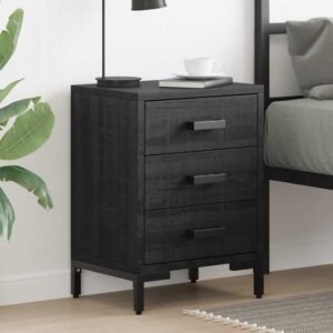 Bedside Cabinet Black 40x30x55 cm Solid Pinewood