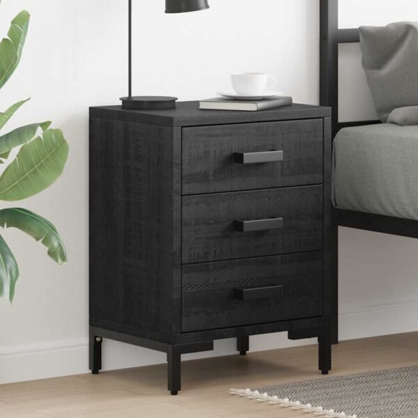 Bedside Cabinet Black 40x30x55 cm Solid Pinewood