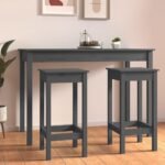 Bar Chairs 2 pcs Grey 40x40x78 cm Solid Wood Pine