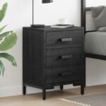 Bedside Cabinets 2 pcs Black 40x30x55 cm Solid Wood Pine