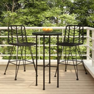 Bar Stools 2 pcs Black 45x56x103.5 cm PE Rattan and Steel