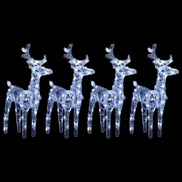 Christmas Reindeers 4 pcs Cold White 160 LEDs Acrylic