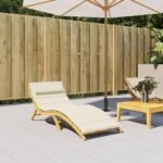 Sun Lounger Cushion Cream 180x60x4 cm Oxford Fabric