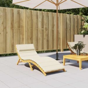 Sun Lounger Cushion Cream 180x60x4 cm Oxford Fabric