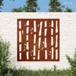 Garden Wall Decoration 55x55 cm Corten Steel Bamboo Design