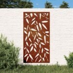 Garden Wall Decoration 105x55 cm Corten Steel Bamboo Leaf Design